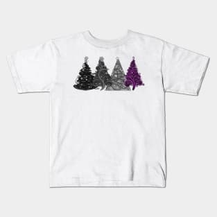 Row of Four Asexual Pride Flag Christmas Trees Vector Kids T-Shirt